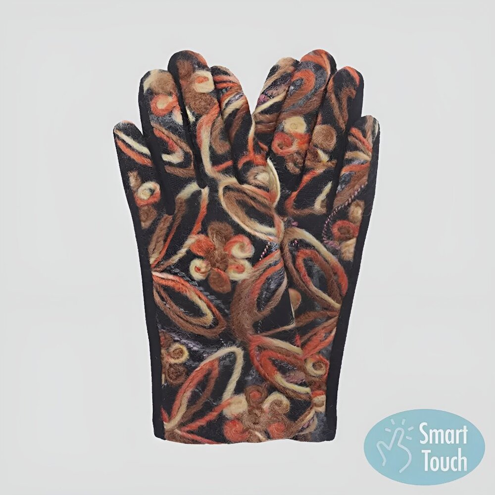 NEW with TAGS Marcus Adler Flower Print Knit Touchscreen Compatible Gloves